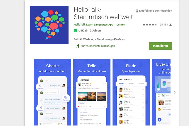 HelloTalk, App zum Sprachen lernen