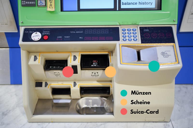 Ticketautomat füröffentliche Verkehrsmittel in Japan