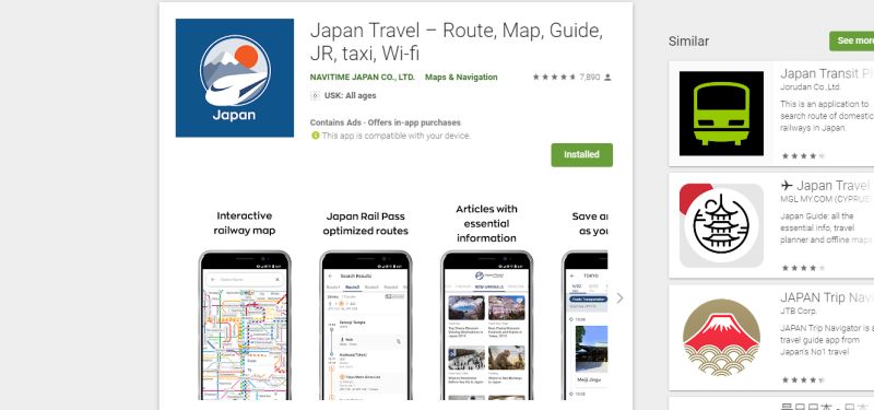 Navitime, Japan Reise Apps, Google Play Store