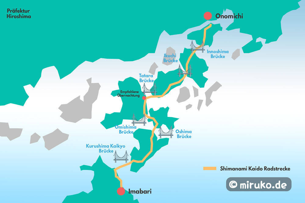 Karte, Shimanami Kaido, Seto Binnensee