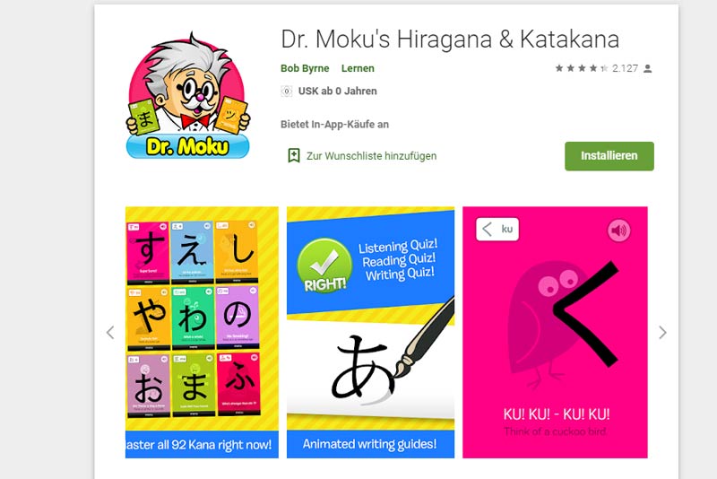 Dr. Moku, Apps zum Japanisch lernen
