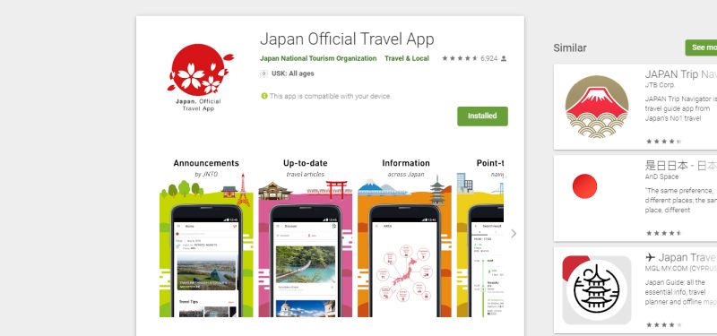 Japan Official Travel App, App des offiziellen japanischen Fremdenverkehrsamt